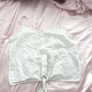 white button up crop top